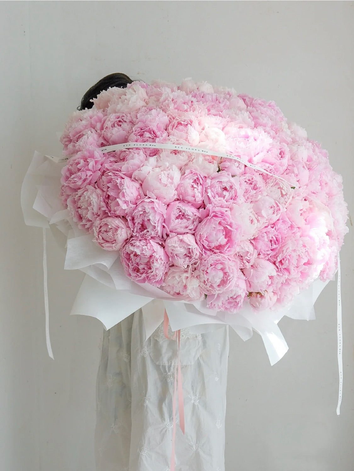 FT56-99 Pink Holland Peony Bouquet – White Dew Flower