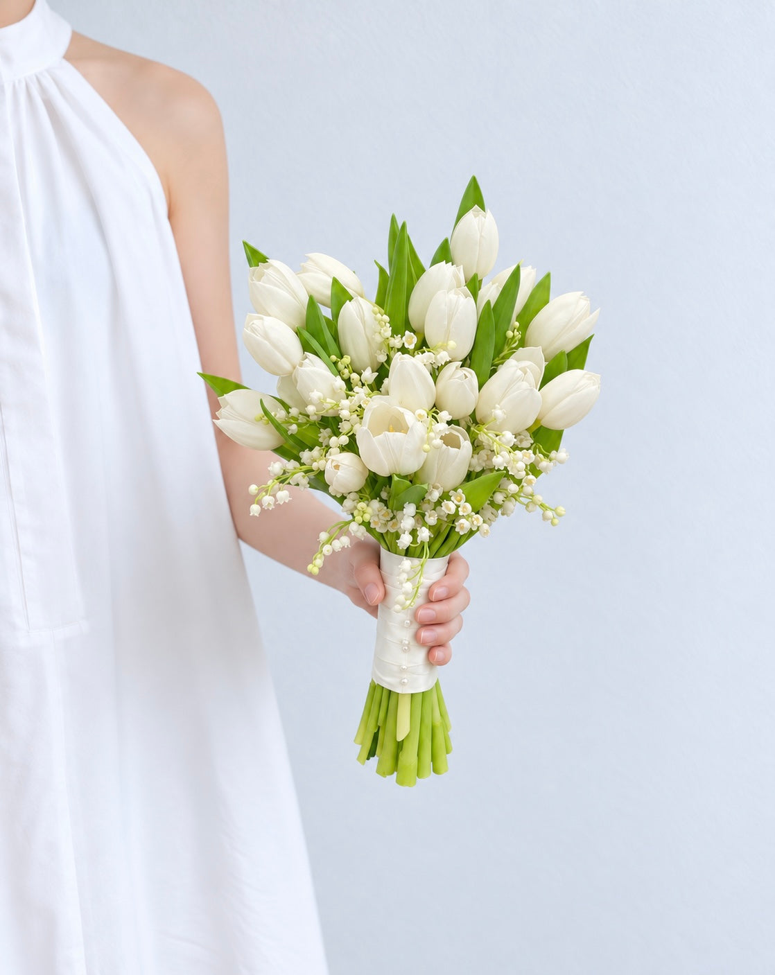 BD31-Lily of the Valley with White Tulip