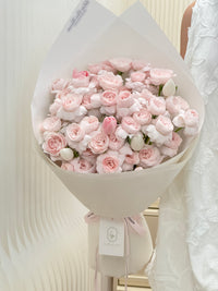 FT194-Pink & White Tulip with Fairy Kiss Roses