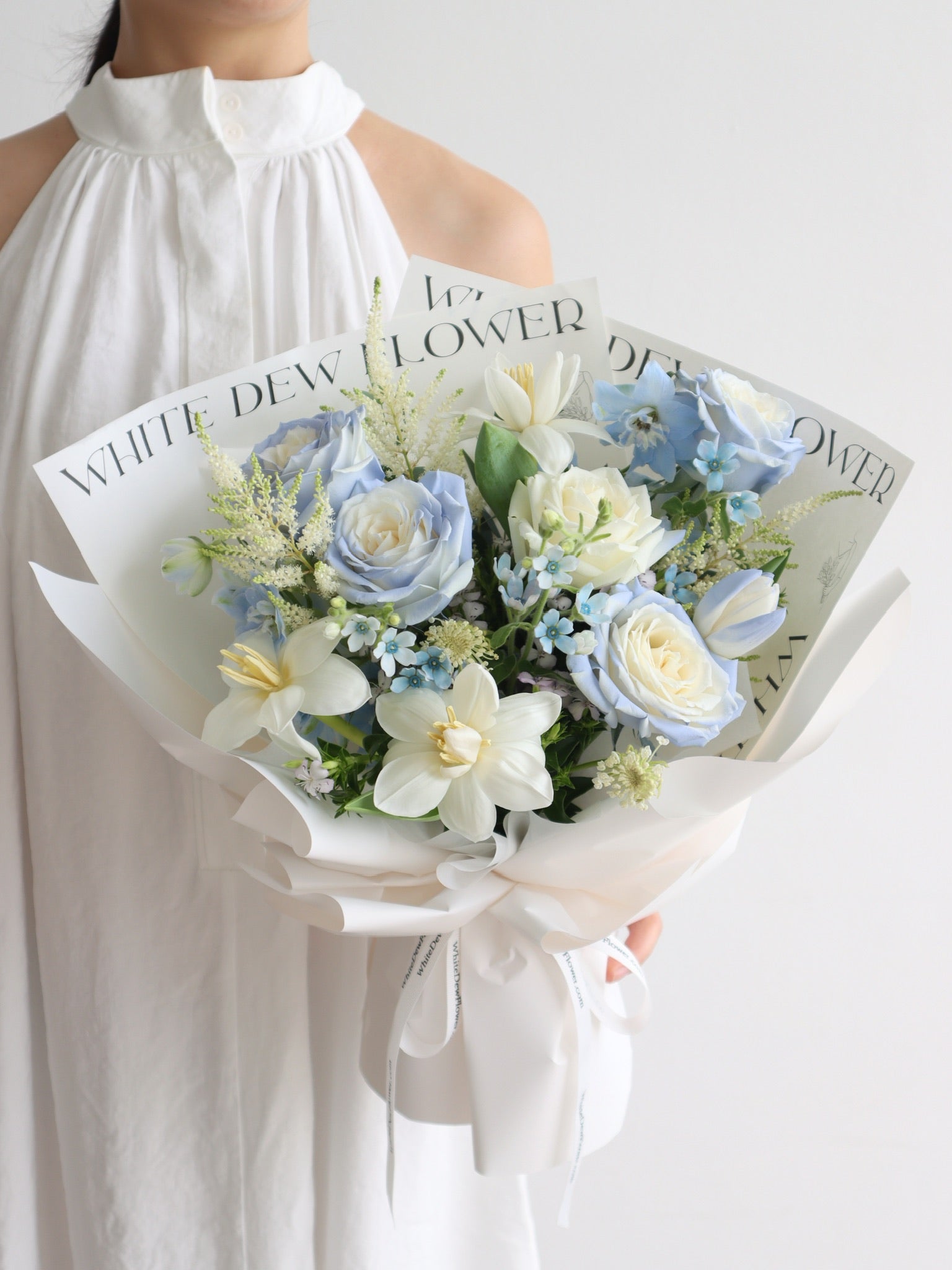 商品名【后】ゆきこ♥ホワイト＆パールホワイトローズの秋冬フラワーリース FLOWER WREATH CLOCK フラワーリースクロック［納期：約14日