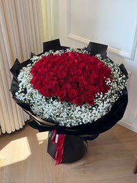 VD111-33/52/99 Red Roses with Baby's Breath