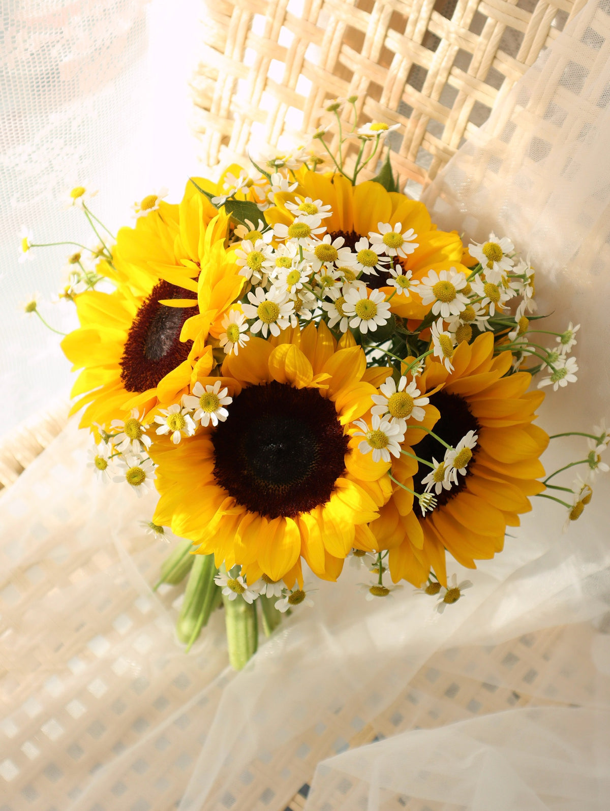 BD24-Sunflower with Daisy- Bridal Bouquet