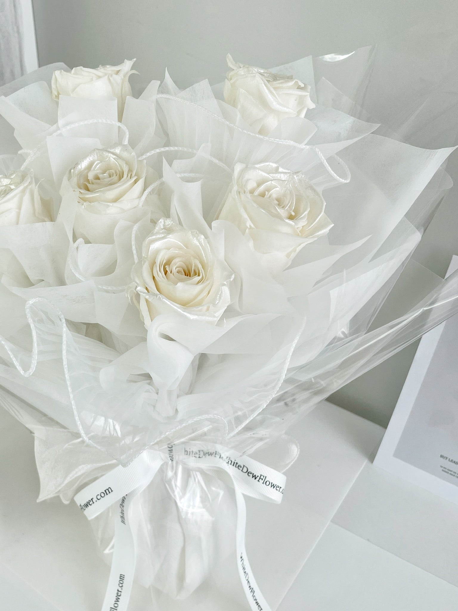 Order White Preserved Roses Online | White Dew Flower