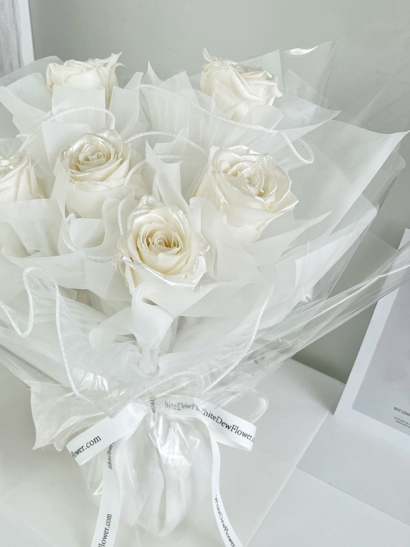 Order White Preserved Roses Online | White Dew Flower