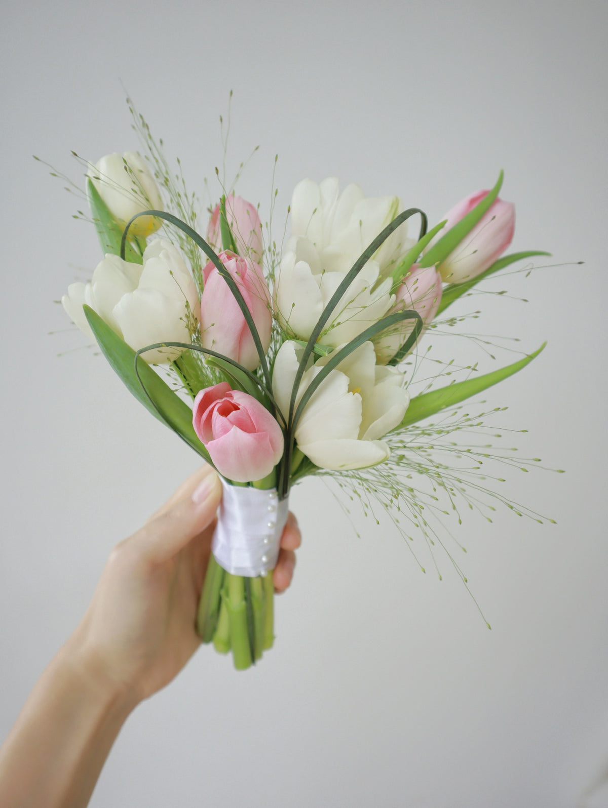 pink and white tulips  bouquet