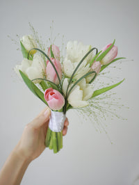 pink and white tulips  bouquet