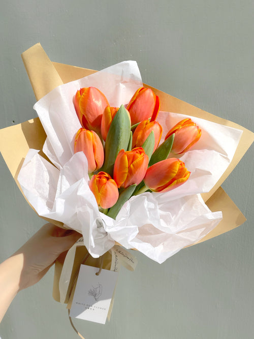 orange color tulip bouquet buy